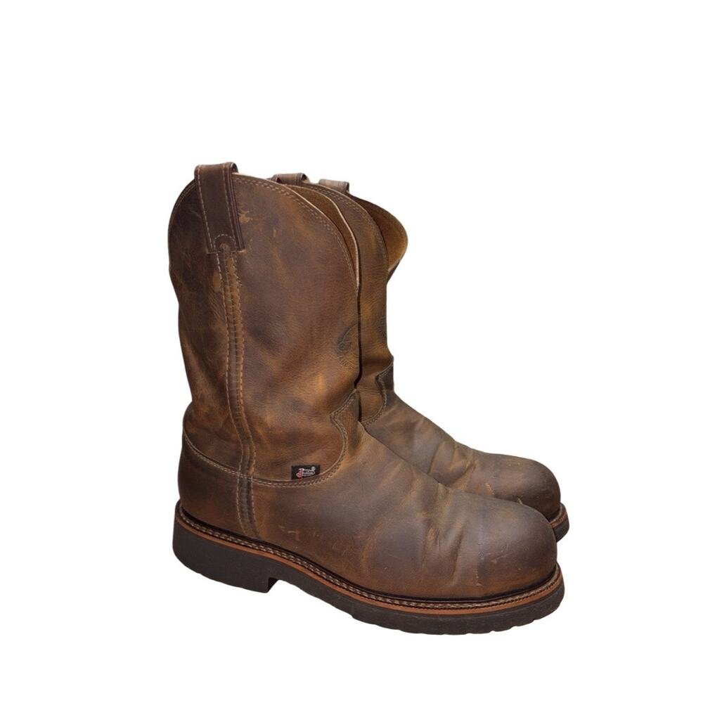 Justin Blueprint Round Toe Pull-On 11"Work Boots in Tan Gaucho Size: 12D